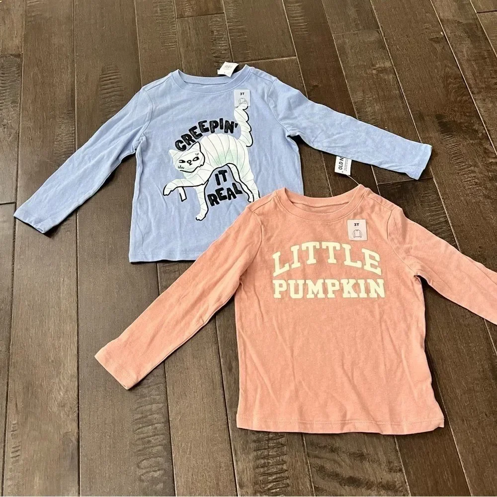 Old Navy Halloween Tee Bundle Long-Sleeved Shirt Top Toddler 3T Lot